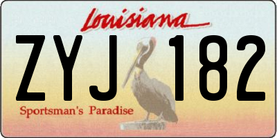 LA license plate ZYJ182