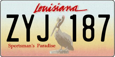 LA license plate ZYJ187