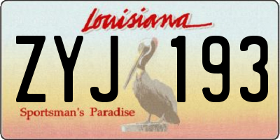 LA license plate ZYJ193