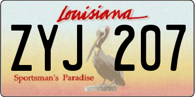 LA license plate ZYJ207