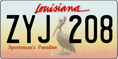 LA license plate ZYJ208