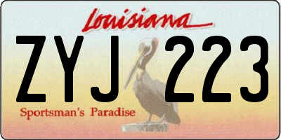 LA license plate ZYJ223