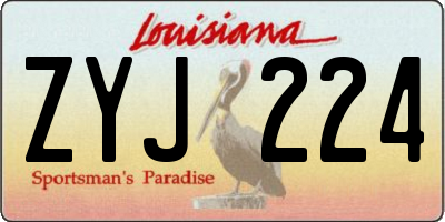 LA license plate ZYJ224