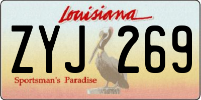 LA license plate ZYJ269