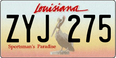 LA license plate ZYJ275