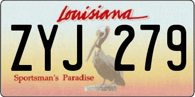 LA license plate ZYJ279