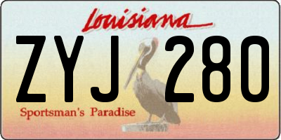 LA license plate ZYJ280