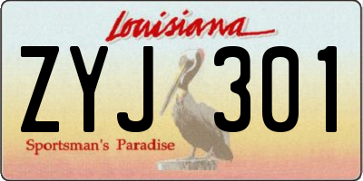LA license plate ZYJ301
