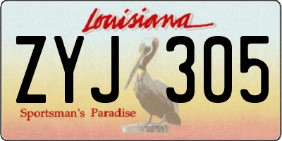 LA license plate ZYJ305