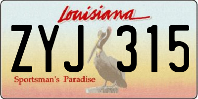 LA license plate ZYJ315