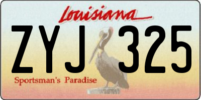 LA license plate ZYJ325