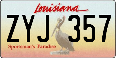 LA license plate ZYJ357