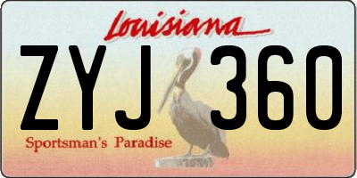 LA license plate ZYJ360