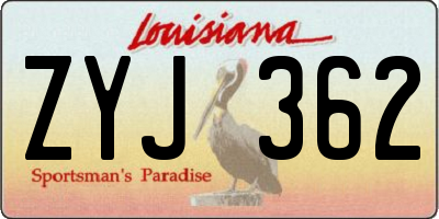 LA license plate ZYJ362