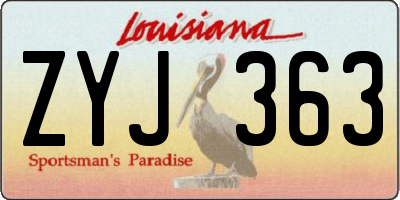 LA license plate ZYJ363