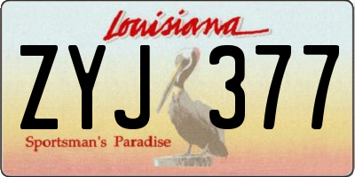 LA license plate ZYJ377