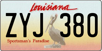 LA license plate ZYJ380