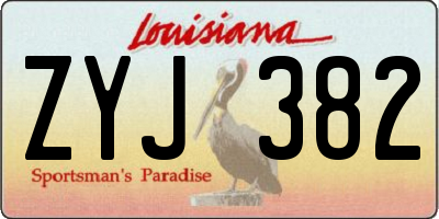 LA license plate ZYJ382