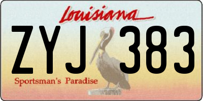 LA license plate ZYJ383