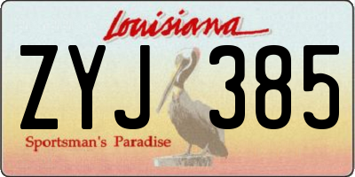 LA license plate ZYJ385