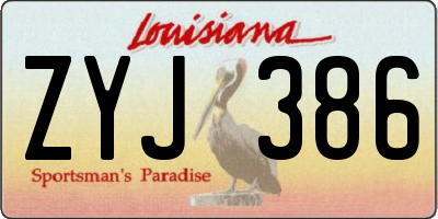 LA license plate ZYJ386