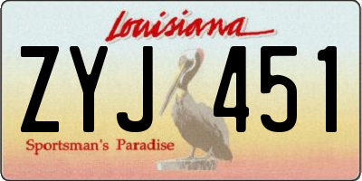 LA license plate ZYJ451