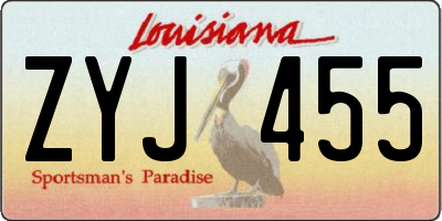 LA license plate ZYJ455