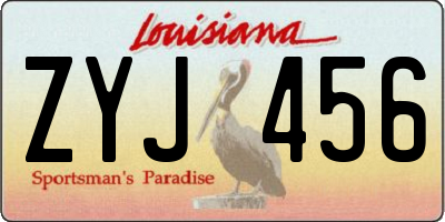 LA license plate ZYJ456