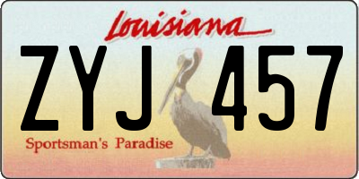 LA license plate ZYJ457