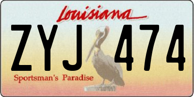 LA license plate ZYJ474