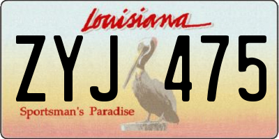 LA license plate ZYJ475