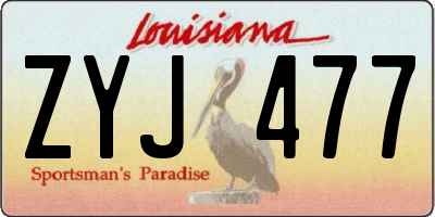 LA license plate ZYJ477