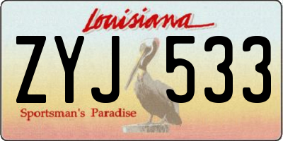 LA license plate ZYJ533