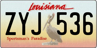 LA license plate ZYJ536