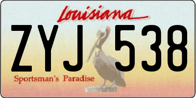 LA license plate ZYJ538