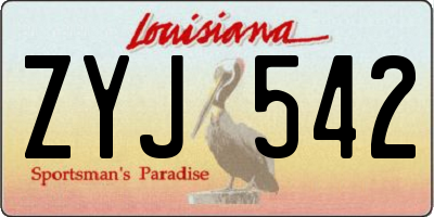 LA license plate ZYJ542