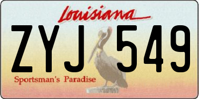 LA license plate ZYJ549