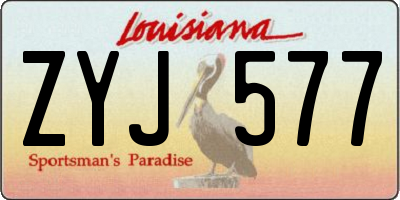 LA license plate ZYJ577