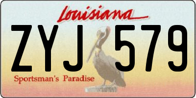 LA license plate ZYJ579