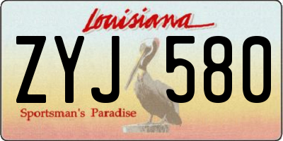 LA license plate ZYJ580