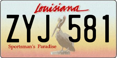 LA license plate ZYJ581