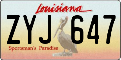 LA license plate ZYJ647
