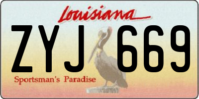 LA license plate ZYJ669