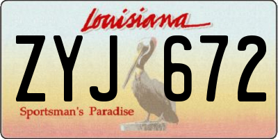 LA license plate ZYJ672