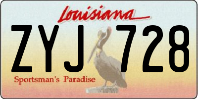 LA license plate ZYJ728