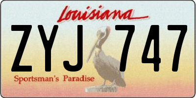 LA license plate ZYJ747