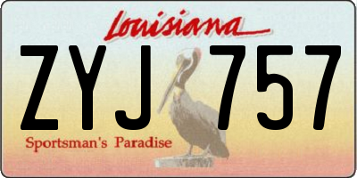 LA license plate ZYJ757