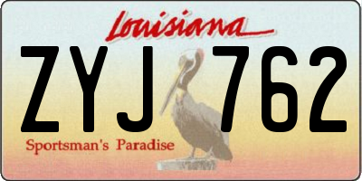 LA license plate ZYJ762