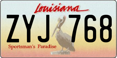 LA license plate ZYJ768