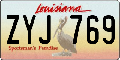 LA license plate ZYJ769